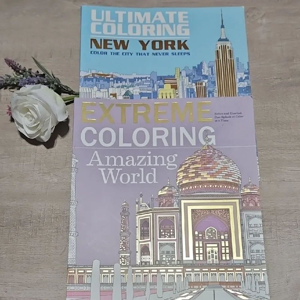 Extreme Coloring Books Set - New York and Amazing World